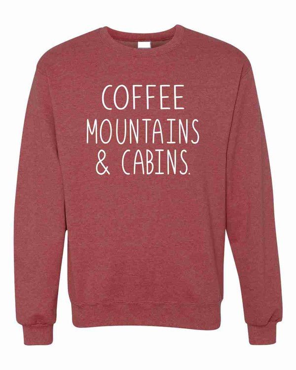 Coffee Mountains & Cabins Crew Neck - Bitsy Gypsy Boutique