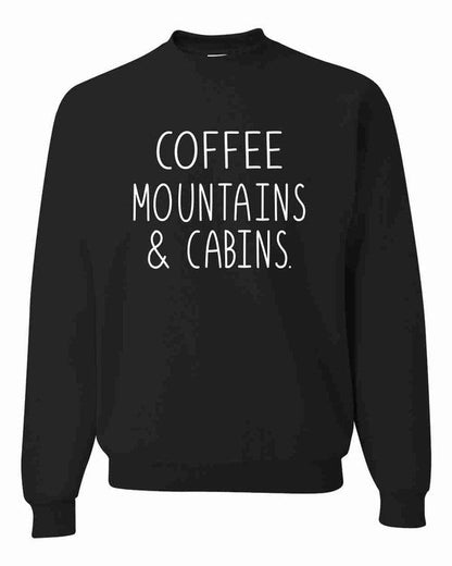 Coffee Mountains & Cabins Crew Neck - Bitsy Gypsy Boutique
