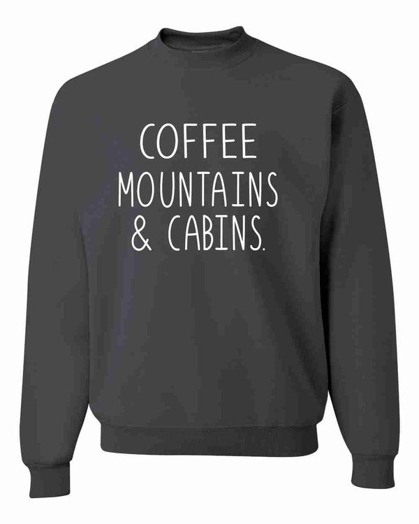 Coffee Mountains & Cabins Crew Neck - Bitsy Gypsy Boutique