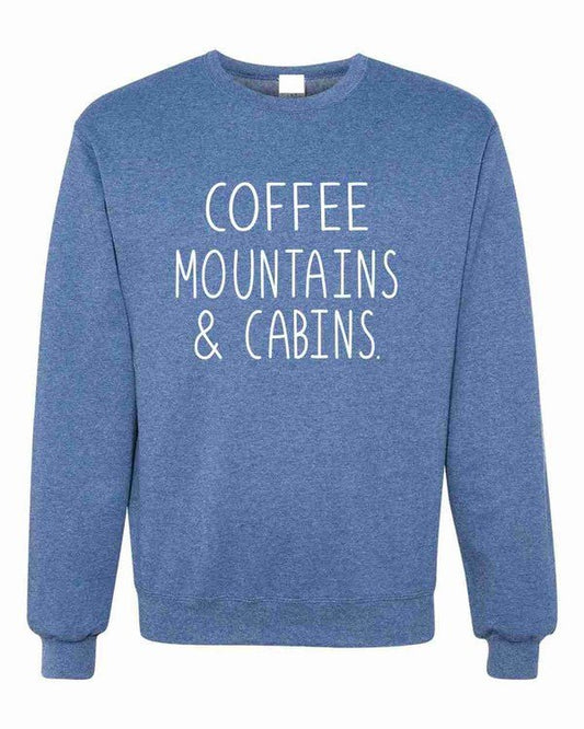 Coffee Mountains & Cabins Crew Neck - Bitsy Gypsy Boutique