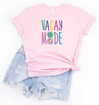 Colorful Vacay Mode Pineapple Crew Neck Tee - Bitsy Gypsy Boutique