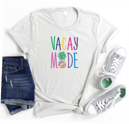 Colorful Vacay Mode Pineapple Crew Neck Tee - Bitsy Gypsy Boutique