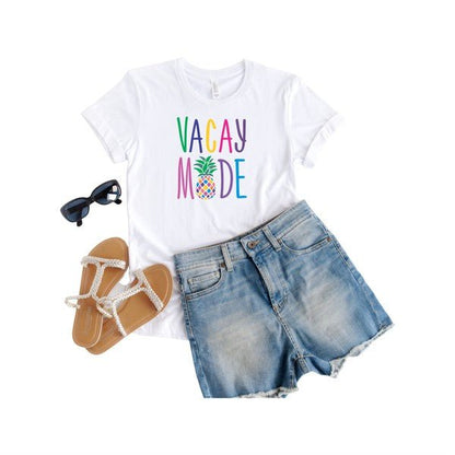Colorful Vacay Mode Pineapple Crew Neck Tee - Bitsy Gypsy Boutique