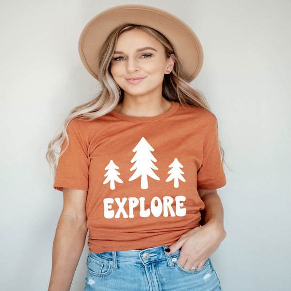 Explore Trees Short Sleeve Graphic Tee - Bitsy Gypsy Boutique