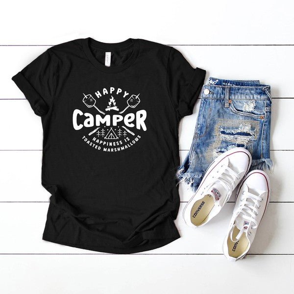 Happy Camper Toasted Marshmallows Short Sleeve Tee - Bitsy Gypsy Boutique