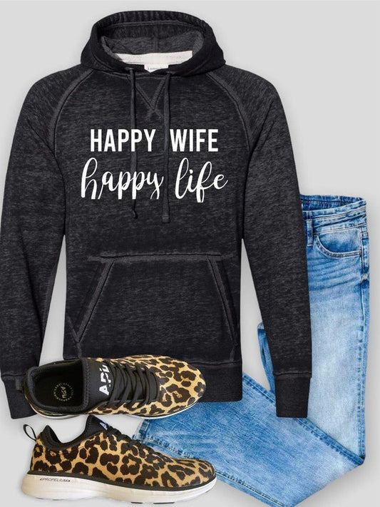 Happy Wife Happy Life Vintage Hoodie - Bitsy Gypsy Boutique